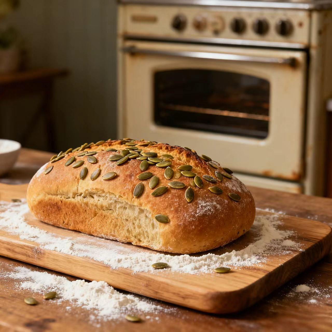 Using the Lemuugo dough maker, flour, and pumpkin seeds, bake delicious treats at home in the U.S.