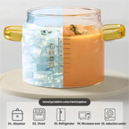 Lemuugo5-in-1 Kitchen Glass Egg Cup, High Borosilicate Glass Mixing Cup with Lid, 400ml Capacity, Heat Cold Resistant, Compatible with Steamer, Oven, Refrigerator, Microwave, Induction Cooktop