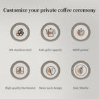 emuugo Electric Gooseneck Kettle | 0.8L Pour Over Coffee & Tea Kettle | 304 Stainless Steel, 600W Rapid Boil, White