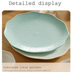 New Lotus Leaf Design Ceramic Underglaze-Painted Bowl and Plate Set