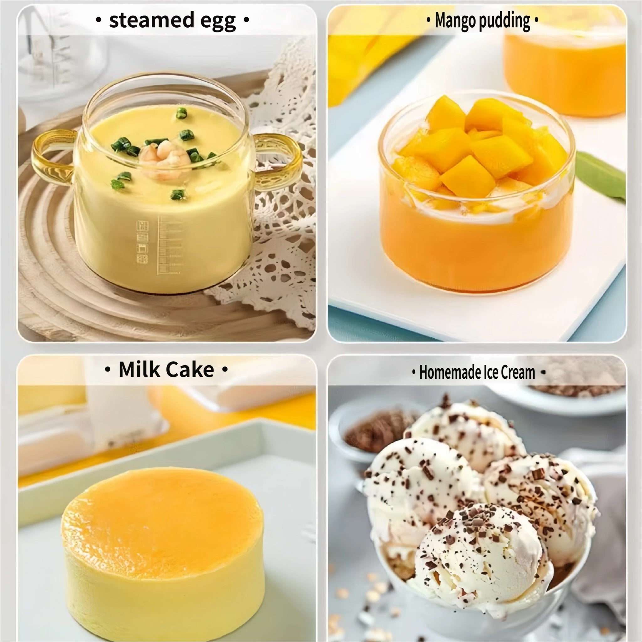 Lemuugo5-in-1 Kitchen Glass Egg Cup, High Borosilicate Glass Mixing Cup with Lid, 400ml Capacity, Heat Cold Resistant, Compatible with Steamer, Oven, Refrigerator, Microwave, Induction Cooktop