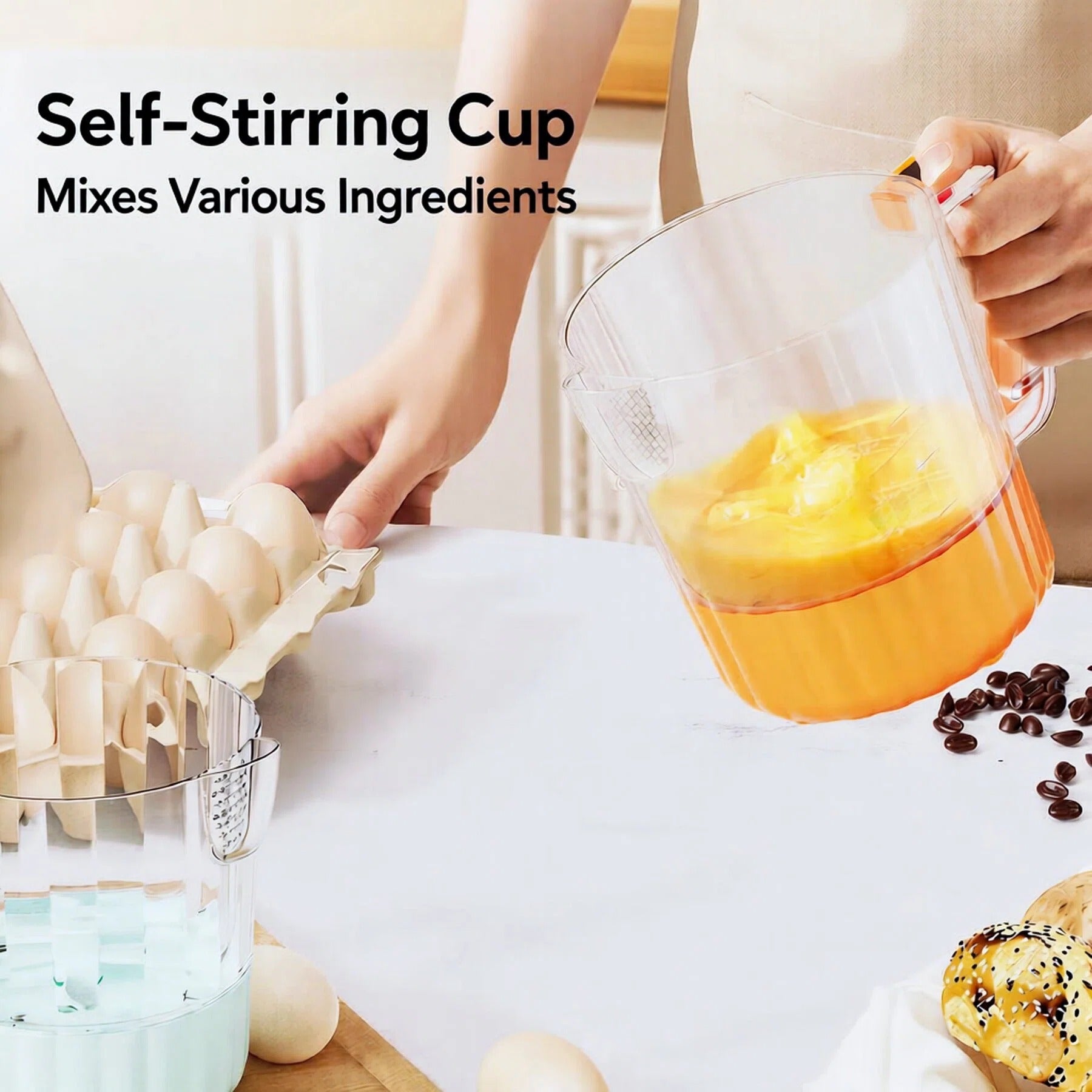 Electric Egg Beater & Rice Washer Cup | USB Rechargeable Mixing Cup | Lemuugo