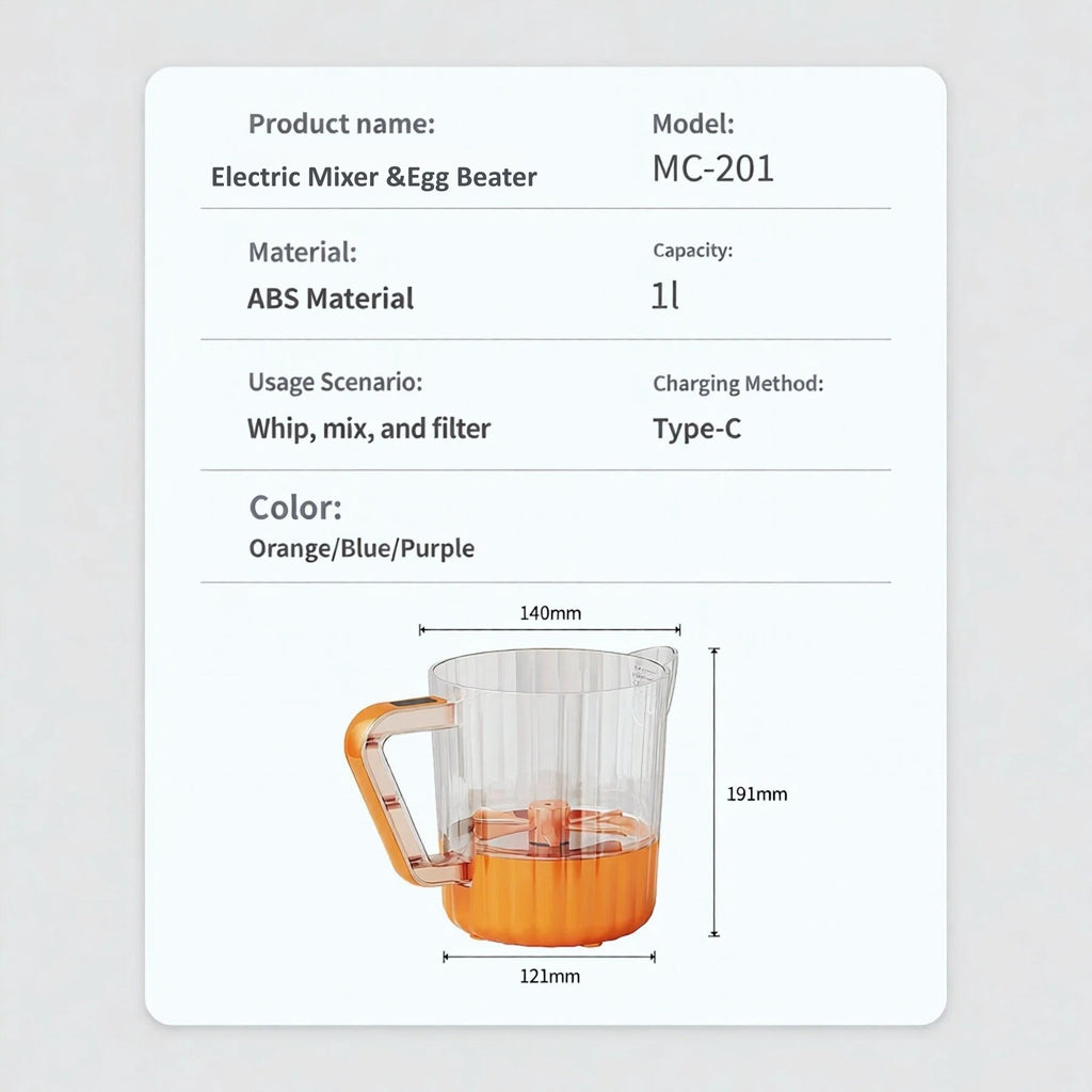 Electric Egg Beater & Rice Washer Cup | USB Rechargeable Mixing Cup | Lemuugo