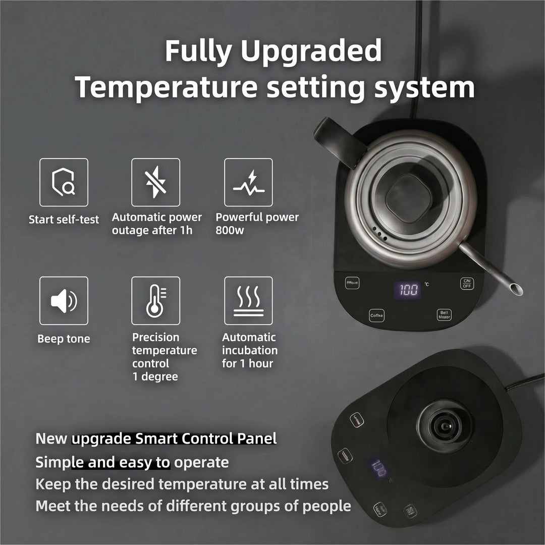 800ml Smart Gooseneck Electric Kettle with Temperature Control, 800W Pour Over Coffee Kettle, Keep Warm, LCD Display, Precision Brewing for Coffee &amp; Tea