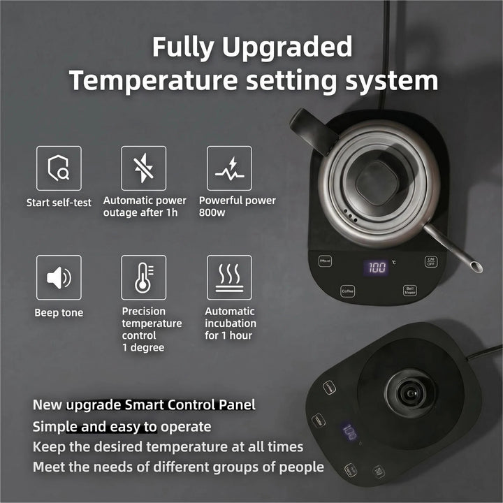 800ml Smart Gooseneck Electric Kettle with Temperature Control, 800W Pour Over Coffee Kettle, Keep Warm, LCD Display, Precision Brewing for Coffee &amp; Tea