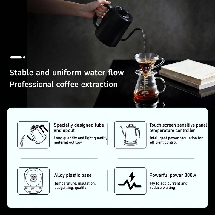 800ml Smart Gooseneck Electric Kettle with Temperature Control, 800W Pour Over Coffee Kettle, Keep Warm, LCD Display, Precision Brewing for Coffee &amp; Tea