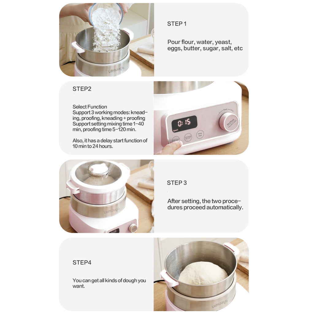 Electric Dough Maker with Proofing Function, 6.34 Qt Dough Kneading Machine, Dough Mixer for Bread, Pizza, Dumplings & Baking