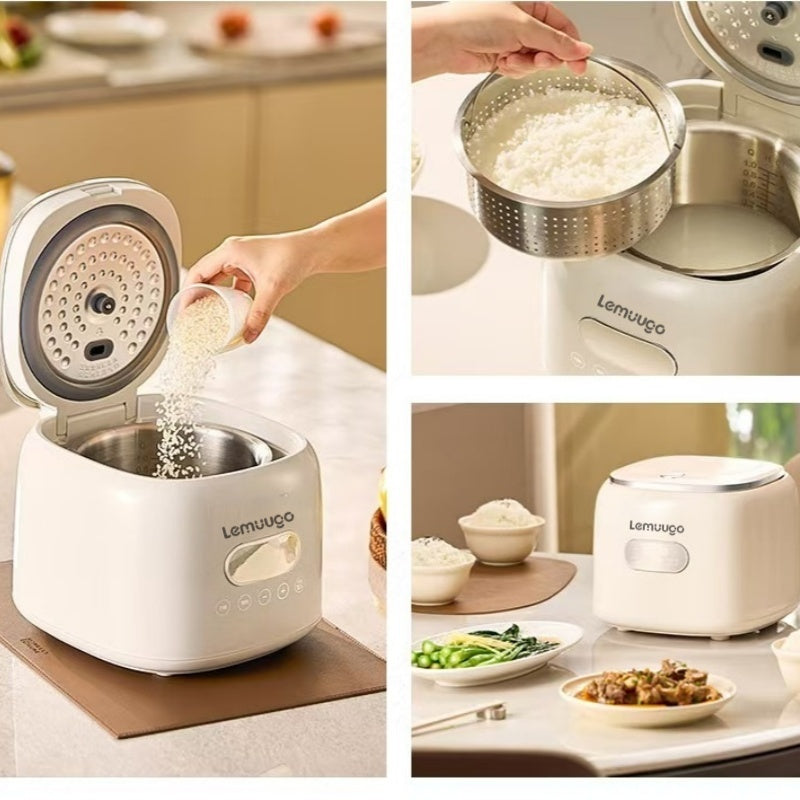 Lemuugo Smart Rice Cooker, 2.5L Capacity, Digital Display, 400W, White
