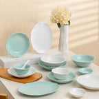 New Lotus Leaf Design Ceramic Underglaze-Painted Bowl and Plate Set