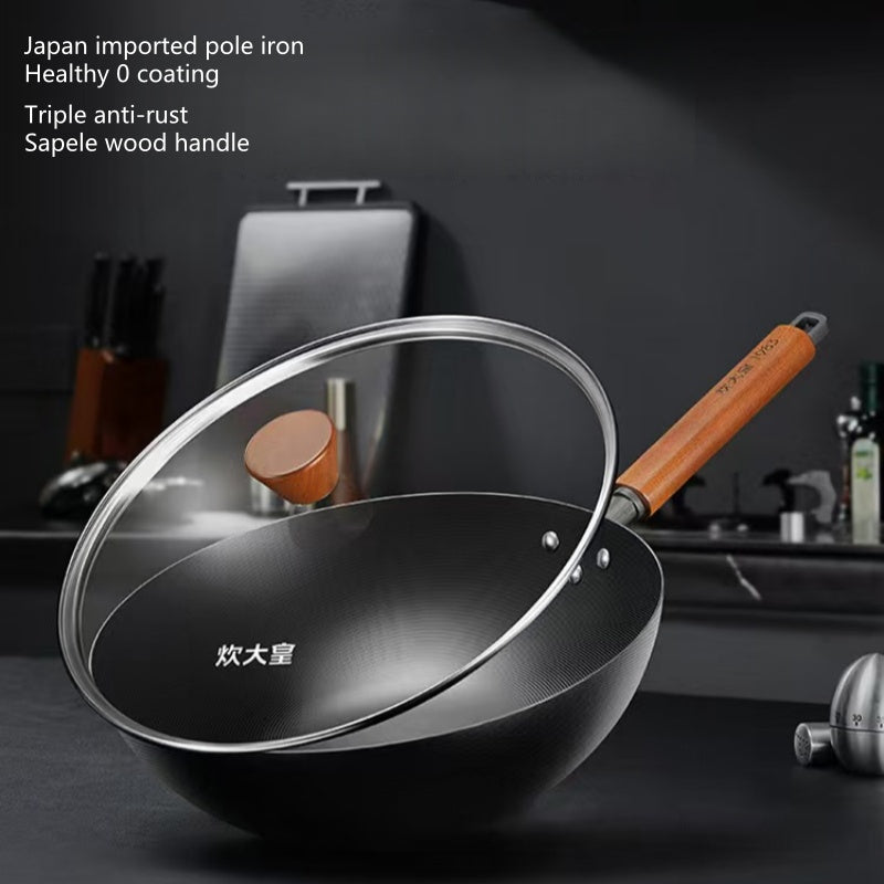 Cooker-King Japanese Extreme Iron Pan Fluorine-Free 0 Coating Wok Gas Stove Induction Cooker Universal US Stock