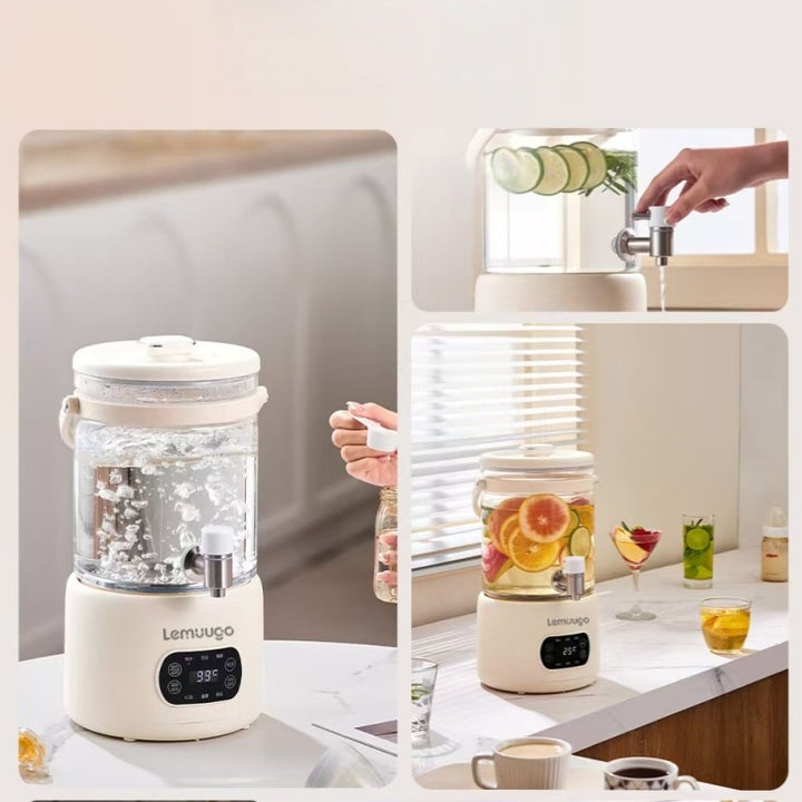 （U.S. spot）Lemuugo 3L Glass Kettle, Electric Tea Kettle with Infuser,Iced Tea/Coffe Maker, Large Capacity Borosilicate Tea &amp; Water Kettle, Soup Making, Enzyme Fruit Tea Pot