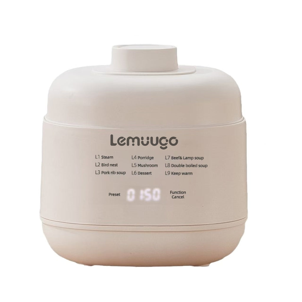 Lemuugo Electric Ceramic Soup Maker, 1L Mini Slow Cooker, Multi-Function for Porridge, Stew, Soup