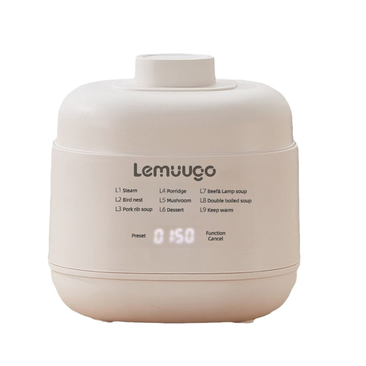 Lemuugo Electric Ceramic Soup Maker, 1L Mini Slow Cooker, Multi-Function for Porridge, Stew, Soup