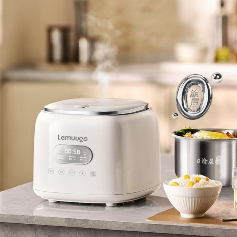 Lemuugo Smart Rice Cooker, 2.5L Capacity, Digital Display, 400W, White