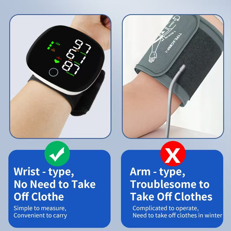 Wrist-type blood pressure monitor  Rechargeable English Voice