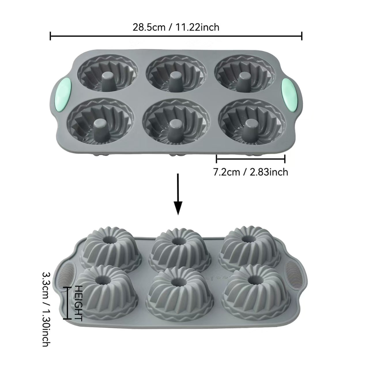 DIY Silicone Baking tools, 6-Cavity Cake pan Mold, Jelly Pudding Donut Pan, Swirl Pan, Pumpkin Pan, Round Cup