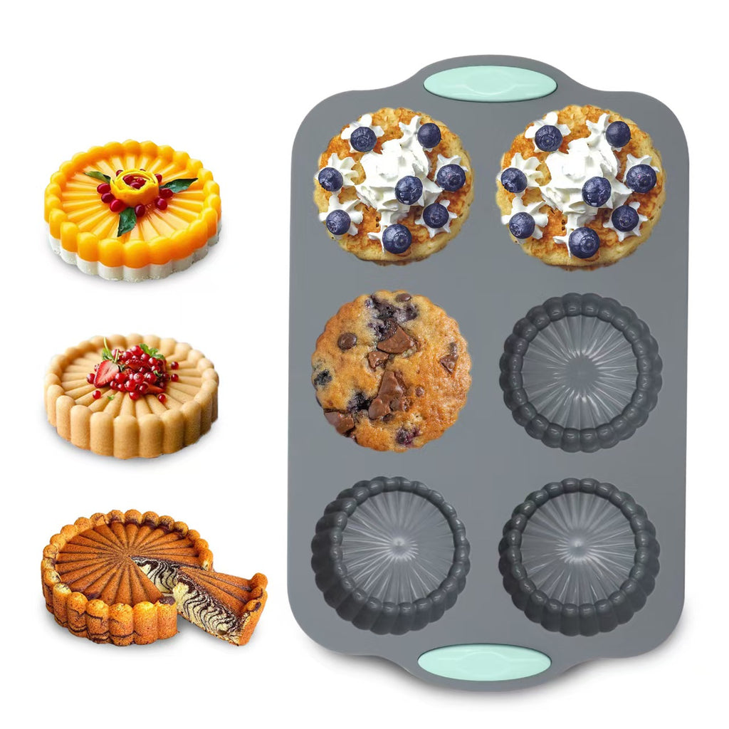 DIY Silicone Baking tools, 6-Cavity Cake pan Mold, Jelly Pudding Donut Pan, Swirl Pan, Pumpkin Pan, Round Cup