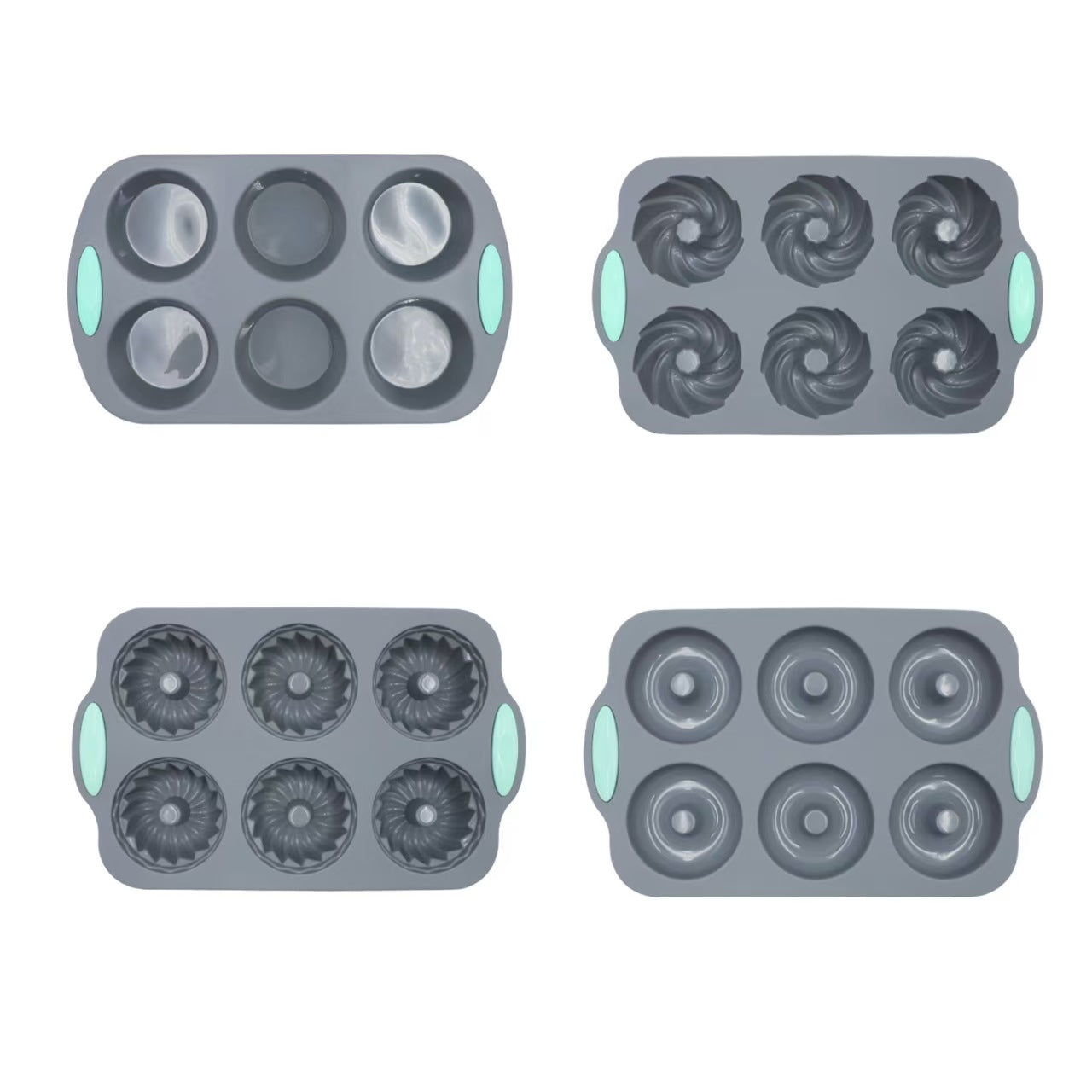 DIY Silicone Baking tools, 6-Cavity Cake pan Mold, Jelly Pudding Donut Pan, Swirl Pan, Pumpkin Pan, Round Cup