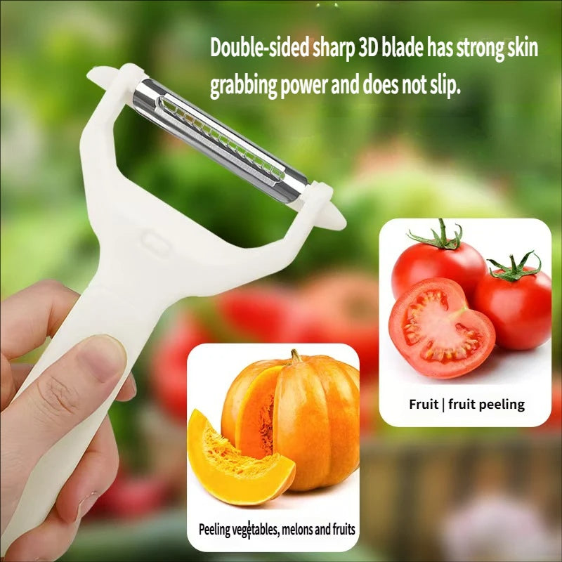 4-in-1 Multifunctional Peeling Knife Set, White, Vegetable Fruit Peeler with Double-Sided Sharp 3D Blade, Comfortable Grip