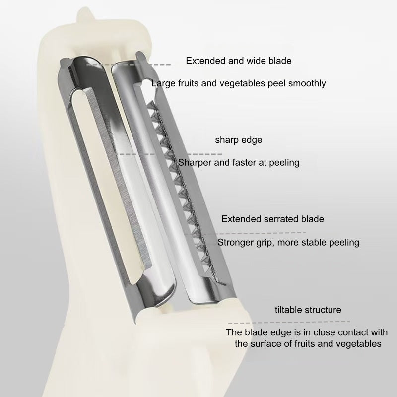 4-in-1 Multifunctional Peeling Knife Set, White, Vegetable Fruit Peeler with Double-Sided Sharp 3D Blade, Comfortable Grip