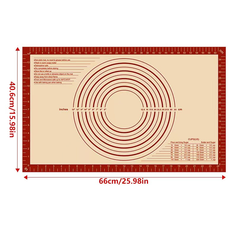 Premium Silicone Baking Mat Set – Extra Large Non-Stick Pastry Mat with Measurements, Rolling Pin Mat & Bread Shaping Mat | Food Grade Reusable Dough Mat for Baking, Pizza, Bread & Cookies
