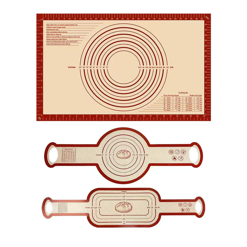 Premium Silicone Baking Mat Set – Extra Large Non-Stick Pastry Mat with Measurements, Rolling Pin Mat &amp; Bread Shaping Mat | Food Grade Reusable Dough Mat for Baking, Pizza, Bread &amp; Cookies