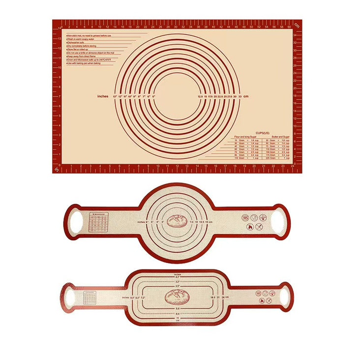 Premium Silicone Baking Mat Set – Extra Large Non-Stick Pastry Mat with Measurements, Rolling Pin Mat &amp; Bread Shaping Mat | Food Grade Reusable Dough Mat for Baking, Pizza, Bread &amp; Cookies