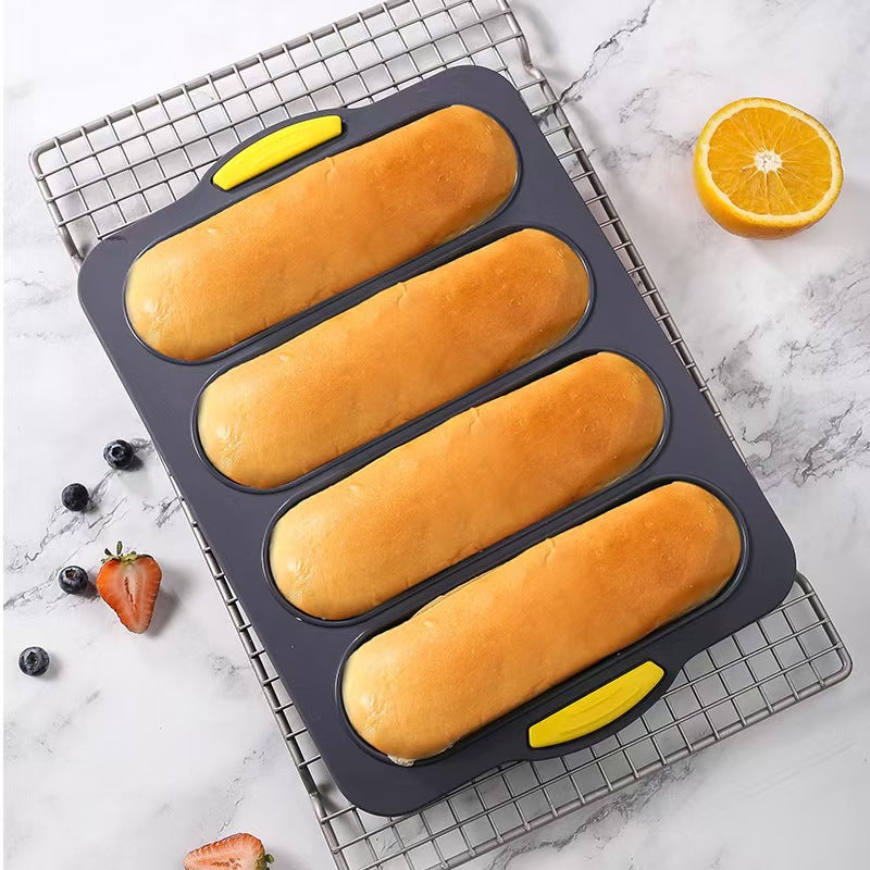 Lemuugo Silicone Bread Baking Pan Nonstick Perforated Silicone Loaf Pan for Sandwich Bread, Hot Dog Buns, Hoagie Rolls &amp; French Bread, Easy Release, Oven Safe