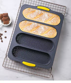 Lemuugo Silicone Bread Baking Pan Nonstick Perforated Silicone Loaf Pan for Sandwich Bread, Hot Dog Buns, Hoagie Rolls &amp; French Bread, Easy Release, Oven Safe