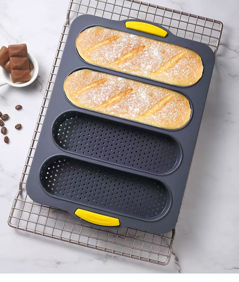Lemuugo Silicone Bread Baking Pan Nonstick Perforated Silicone Loaf Pan for Sandwich Bread, Hot Dog Buns, Hoagie Rolls &amp; French Bread, Easy Release, Oven Safe