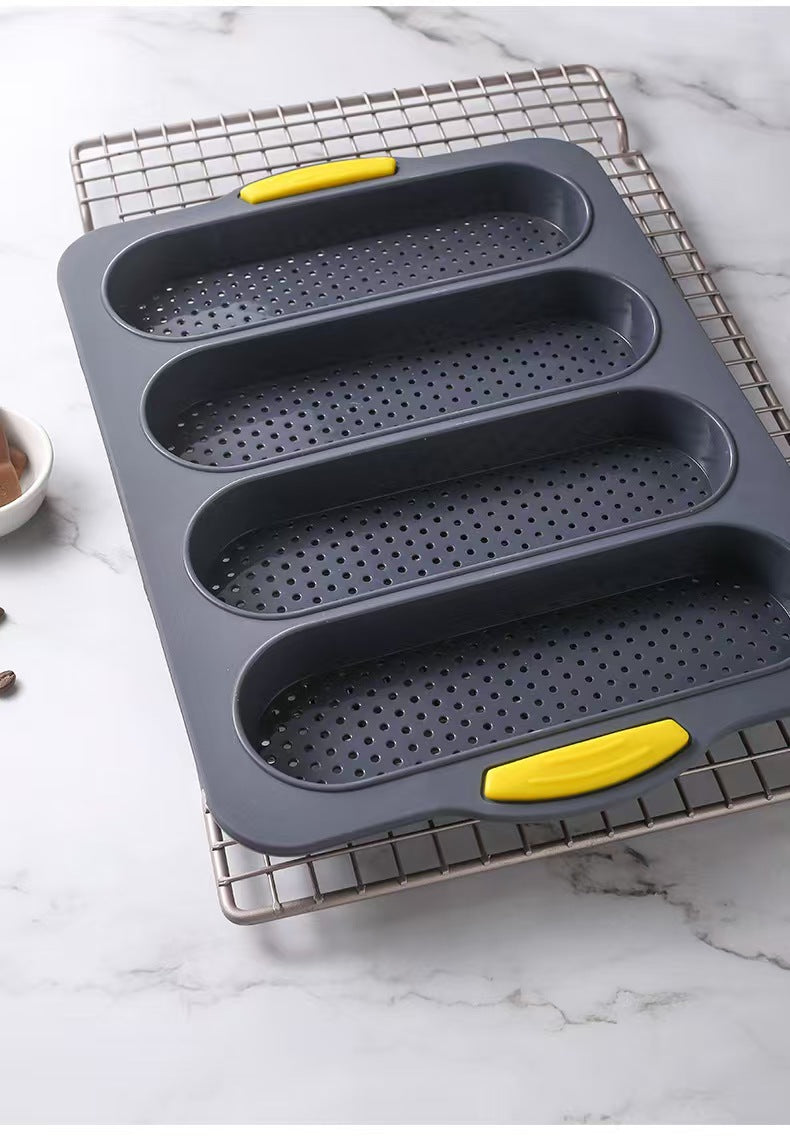 Lemuugo Silicone Bread Baking Pan Nonstick Perforated Silicone Loaf Pan for Sandwich Bread, Hot Dog Buns, Hoagie Rolls &amp; French Bread, Easy Release, Oven Safe