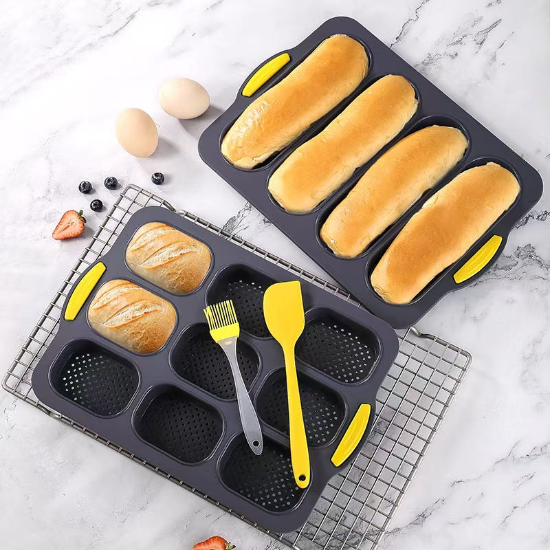 Lemuugo Silicone Bread Baking Pan Nonstick Perforated Silicone Loaf Pan for Sandwich Bread, Hot Dog Buns, Hoagie Rolls &amp; French Bread, Easy Release, Oven Safe