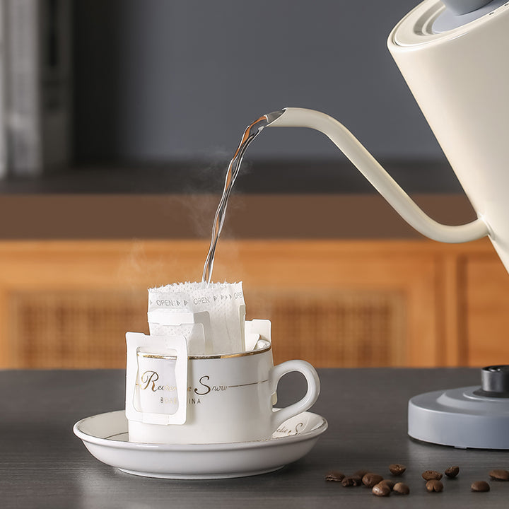 emuugo Electric Gooseneck Kettle | 0.8L Pour Over Coffee &amp; Tea Kettle | 304 Stainless Steel, 600W Rapid Boil, White