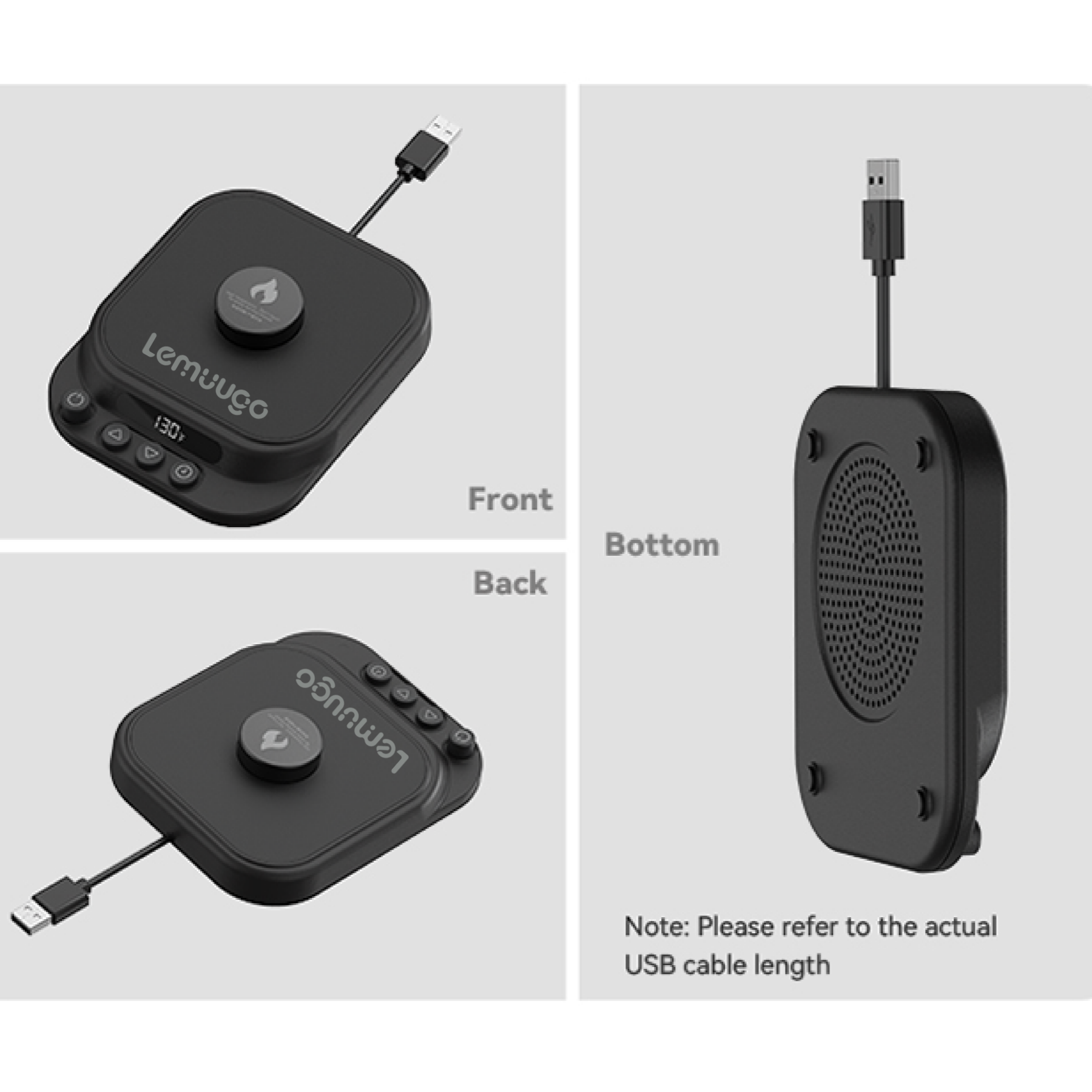 Lemuugo Smart Mug Warmer with Gravity Induction Heating, USB Powered, Temperature Control, 24H Timer, Anti-Scald for Tea, Coffee, Beverages,Sourdough Fermentation+24 oz Sourdough Starter Jar
