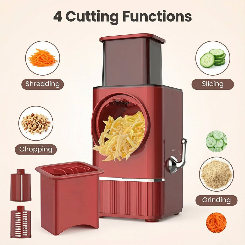 4 In 1 Electric vegetable slicer，Electric Cheese Grater Salad Shooter, One-Touch Easy Control, Electric Grater for Vegetables, Cheeses and NutsFor Home Kitchen