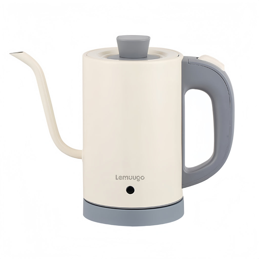 emuugo Electric Gooseneck Kettle | 0.8L Pour Over Coffee & Tea Kettle | 304 Stainless Steel, 600W Rapid Boil, White