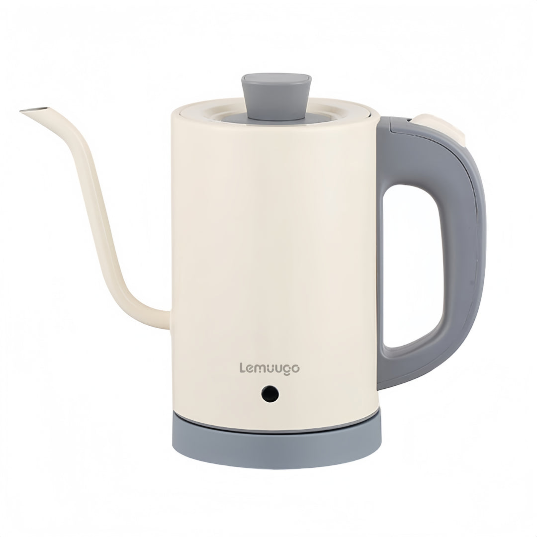 emuugo Electric Gooseneck Kettle | 0.8L Pour Over Coffee &amp; Tea Kettle | 304 Stainless Steel, 600W Rapid Boil, White