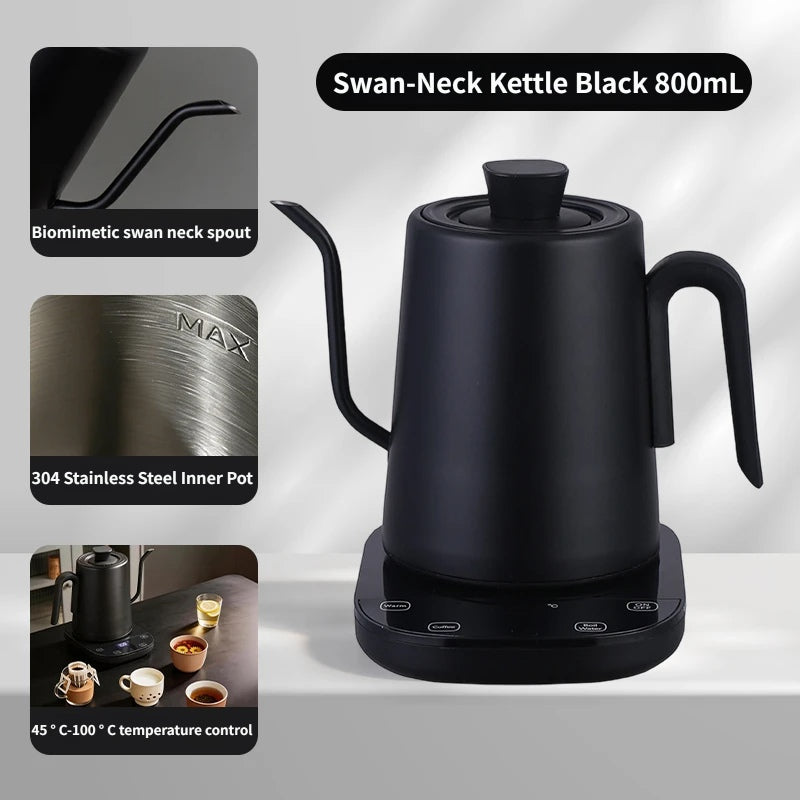 800ml Smart Gooseneck Electric Kettle with Temperature Control, 800W Pour Over Coffee Kettle, Keep Warm, LCD Display, Precision Brewing for Coffee & Tea