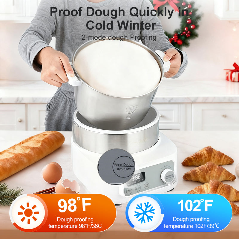 Lemuugo Electric Dough Makerwith Ferment Function, 6.34 Qt Bowl, Digital Timer, 2 Proofing Modes,Face-up Touch Panel,304 Stainless Steel,LE-MIX6L
