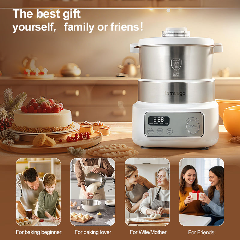 Electric Dough Maker with Proofing Function, 6.34 Qt Dough Kneading Machine, Dough Mixer for Bread, Pizza, Dumplings &amp; Baking