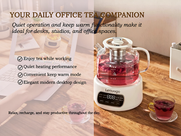 1.2L Glass Electric Tea Kettle with Infuser, Temperature Control Tea Maker for Herbal Tea & Coffee