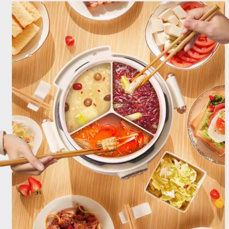 Lemuugo Electric Rice cooker, Smart Electric Hot Pot with Digital Display, 10 Cooking Functions, 24-Hour Timer, Multi-Compartment Design, 0-70KPa Pressure Cooking, Heat Preservation