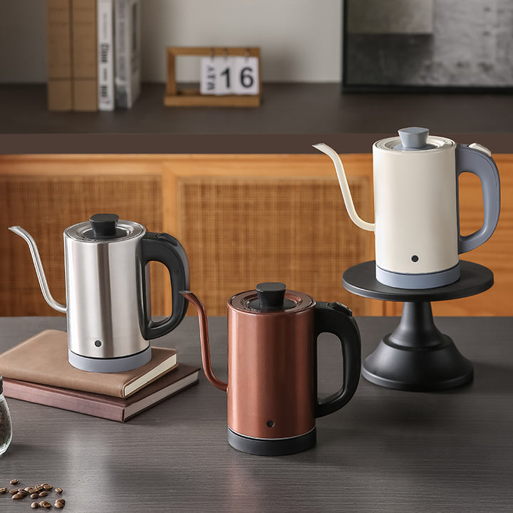 emuugo Electric Gooseneck Kettle | 0.8L Pour Over Coffee &amp; Tea Kettle | 304 Stainless Steel, 600W Rapid Boil, White