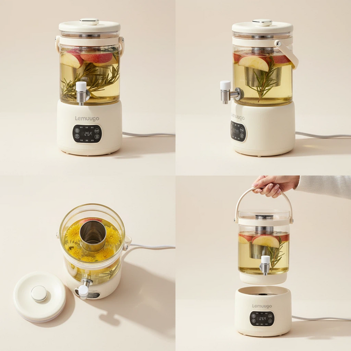 （U.S. spot）Lemuugo 3L Glass Kettle, Electric Tea Kettle with Infuser,Iced Tea/Coffe Maker, Large Capacity Borosilicate Tea &amp; Water Kettle, Soup Making, Enzyme Fruit Tea Pot