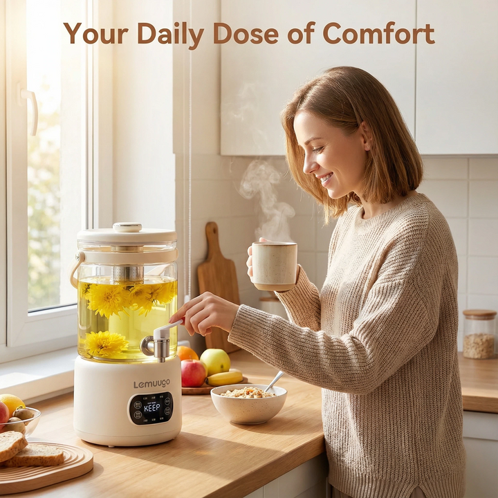 （U.S. spot）Lemuugo 3L Glass Kettle, Electric Tea Kettle with Infuser,Iced Tea/Coffe Maker, Large Capacity Borosilicate Tea &amp; Water Kettle, Soup Making, Enzyme Fruit Tea Pot