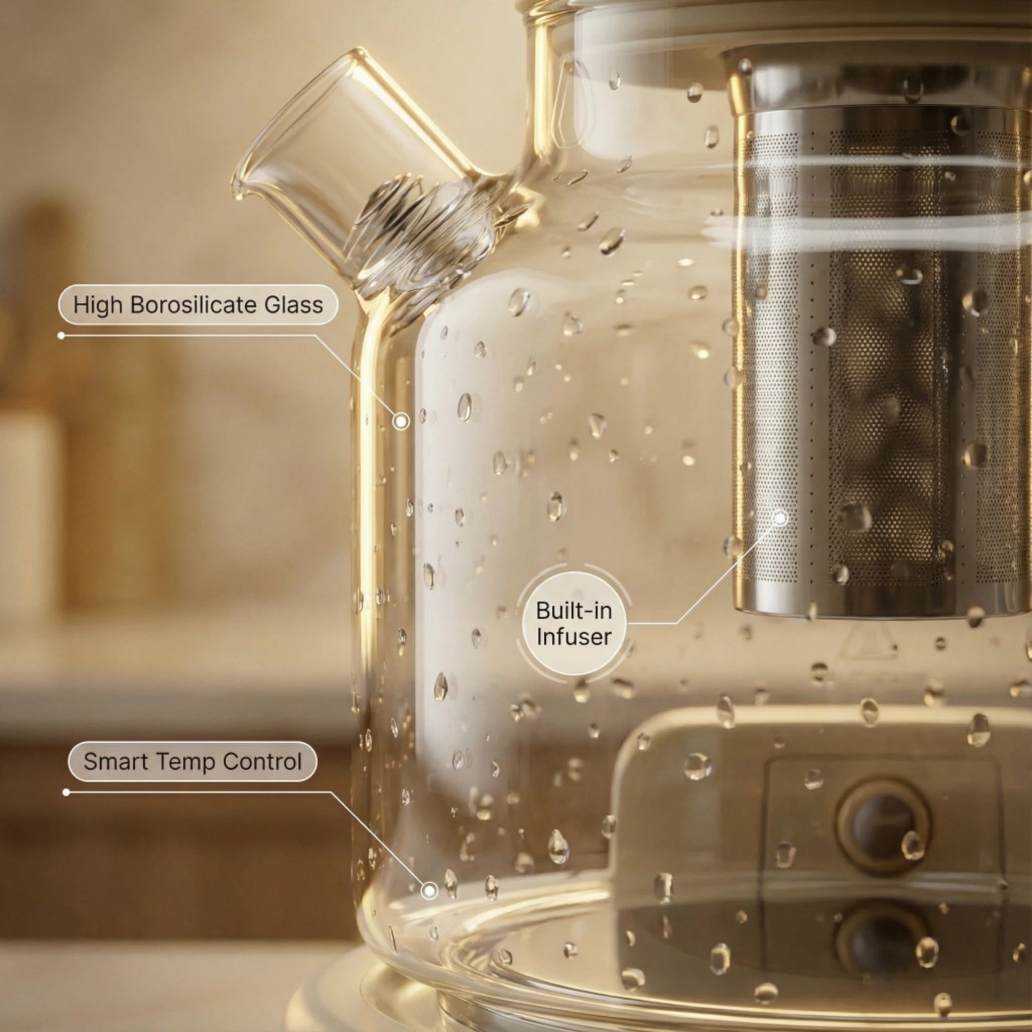 1.2L Glass Electric Tea Kettle with Infuser, Temperature Control Tea Maker for Herbal Tea & Coffee