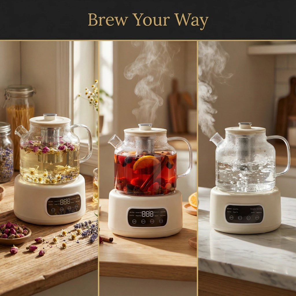 1.2L Glass Electric Tea Kettle with Infuser, Temperature Control Tea Maker for Herbal Tea & Coffee