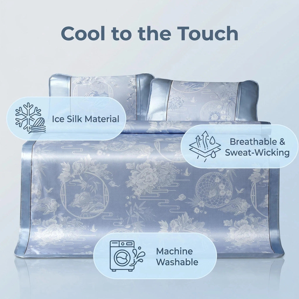 Fuanna Luxury Ice Silk Cooling Mattress Cover Set