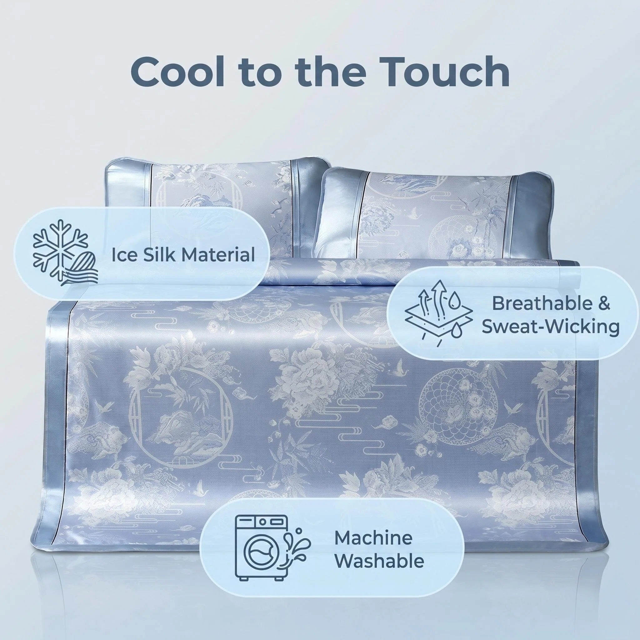 Fuanna Luxury Ice Silk Cooling Mattress Cover Set