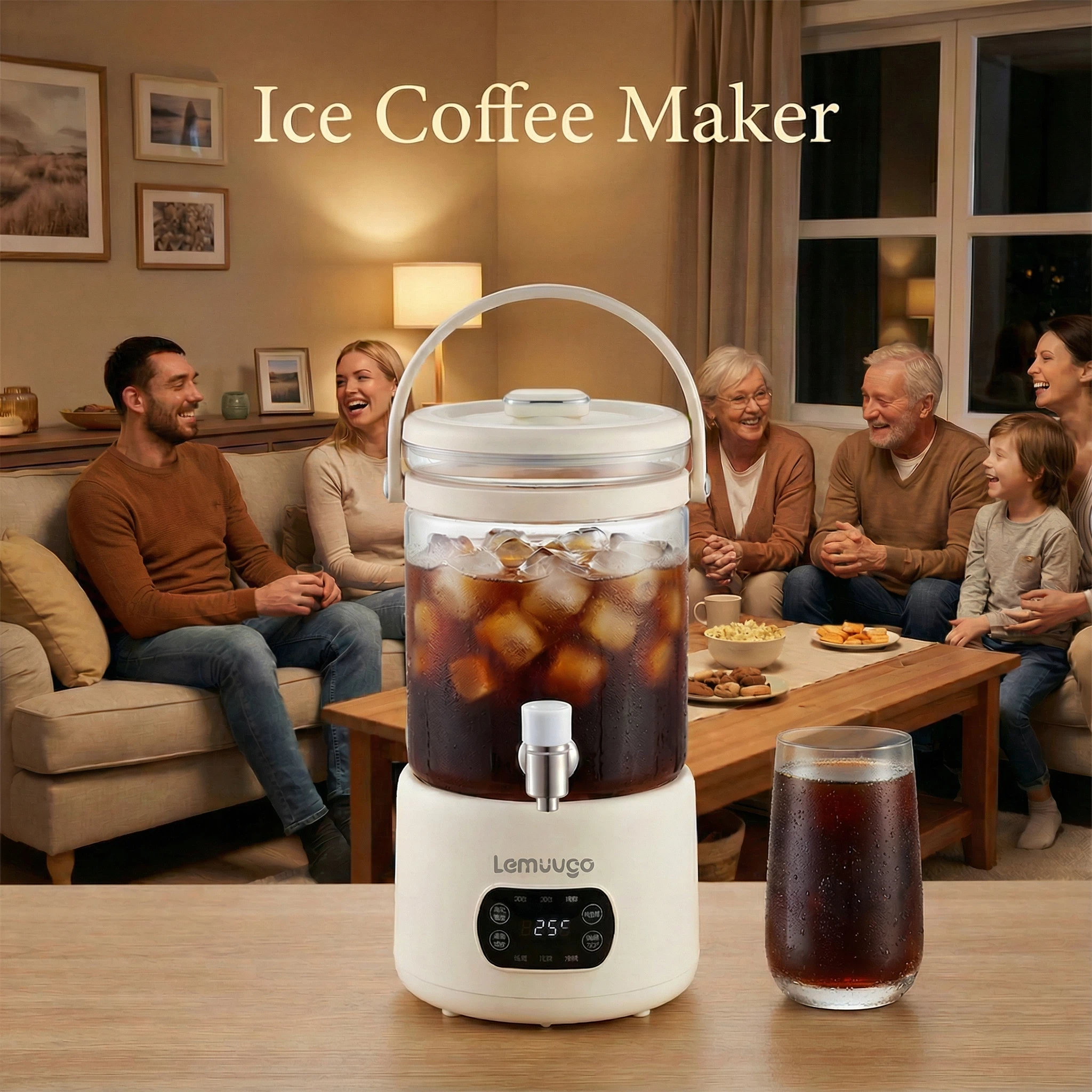 （U.S. spot）Lemuugo 3L Glass Kettle, Electric Tea Kettle with Infuser,Iced Tea/Coffe Maker, Large Capacity Borosilicate Tea & Water Kettle, Soup Making, Enzyme Fruit Tea Pot